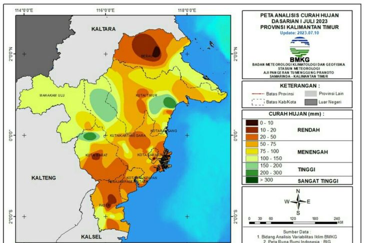BMKG: Kaltim Alami Curah Hujan Ekstrem Dasarian I Juli