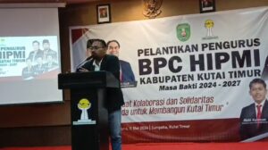 Faizal Rachman, ketika menghadiri pelantikan pengurus Himpunan Pengusaha Muda Indonesia (Hipmi) Kutim masa bakti 2024-2027